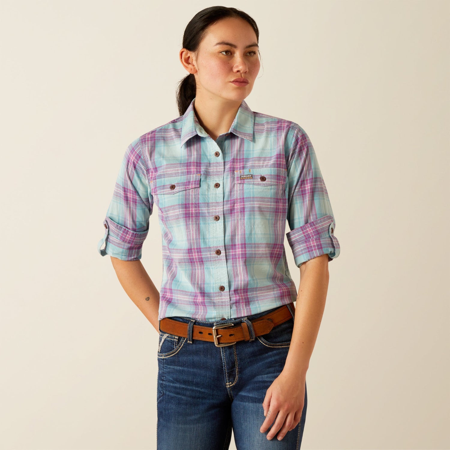 Ariat Women's Made Tough Durastretch Button-Down Long Sleeve Work Shirt - Work World - Workwear, Work Boots, Safety Gear