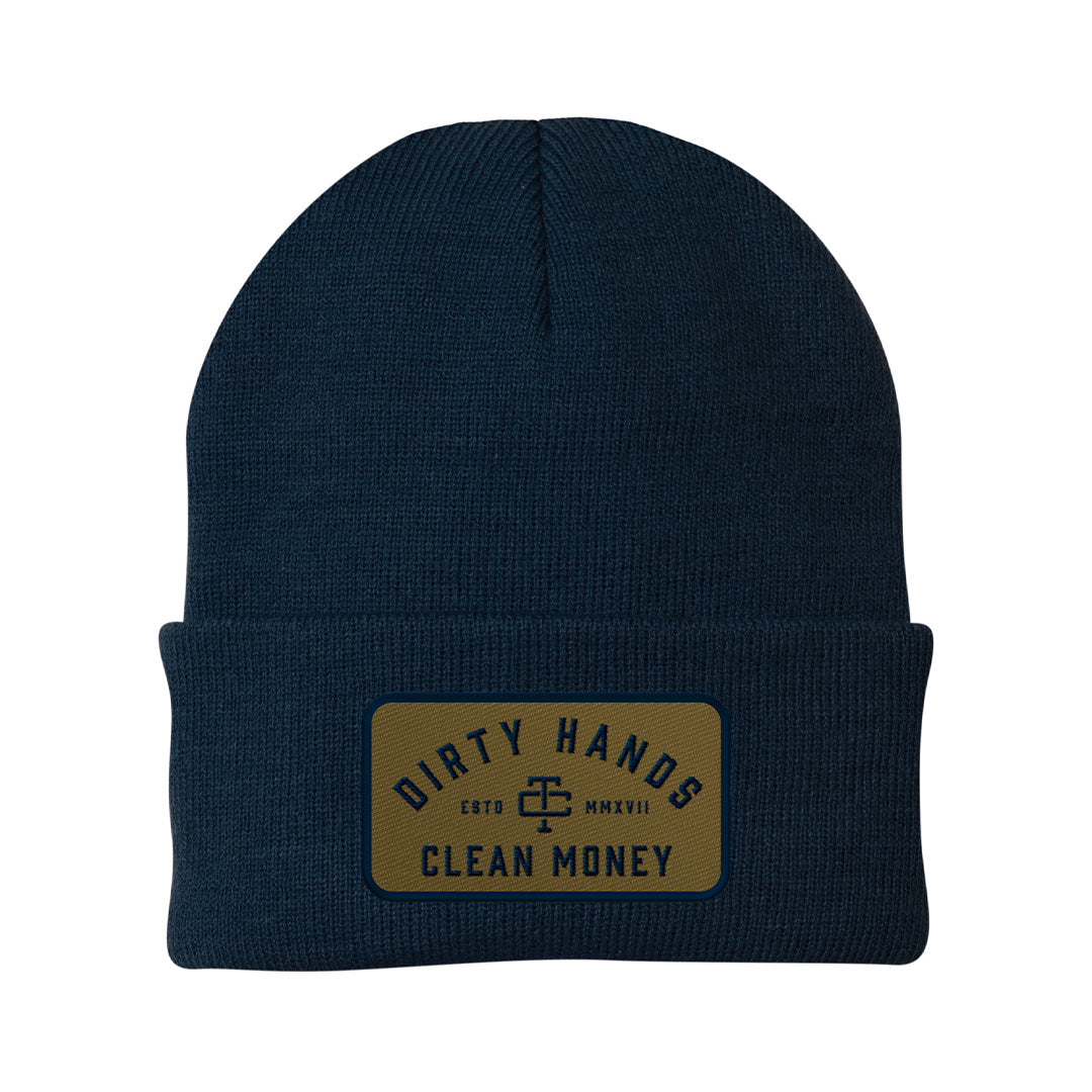 Troll Co. Classic &quot;Dirty Hands, Clean Money&quot; Patch Knit Beanie - Work World - Workwear, Work Boots, Safety Gear