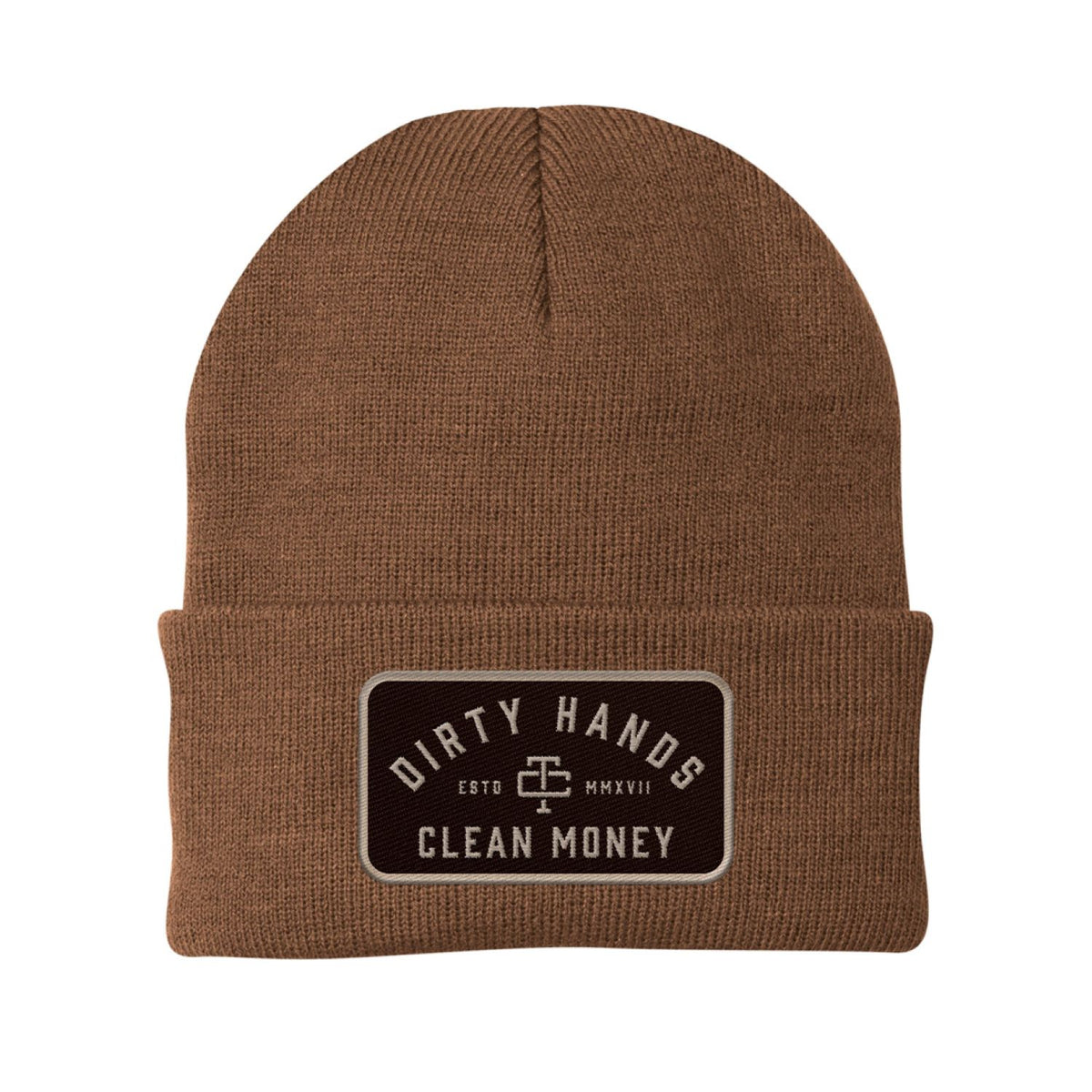 Troll Co. Classic &quot;Dirty Hands, Clean Money&quot; Patch Knit Beanie - Work World - Workwear, Work Boots, Safety Gear