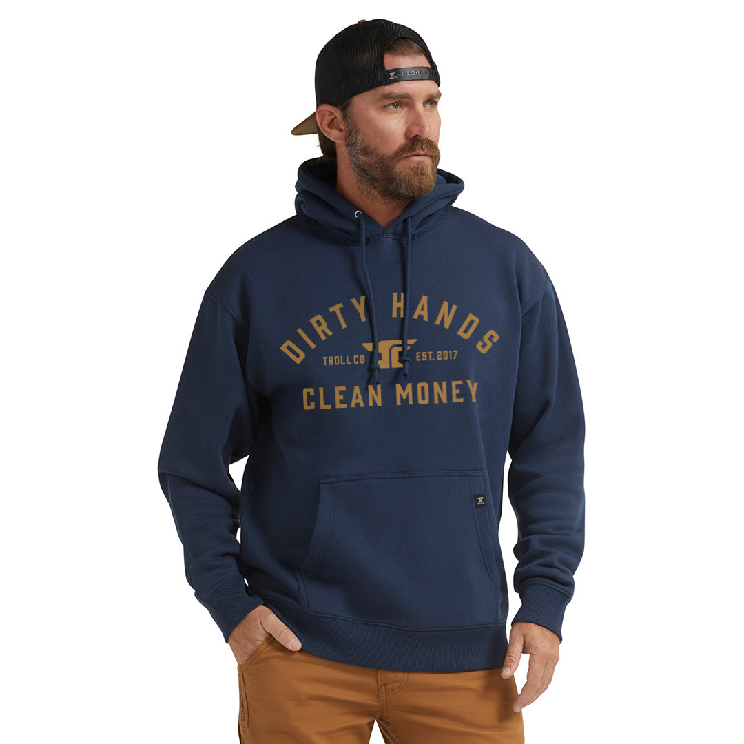 Troll Co. Men&#39;s &quot;Dirty Hands Clean Money&quot; Classic Hooded Sweatshirt - Work World - Workwear, Work Boots, Safety Gear