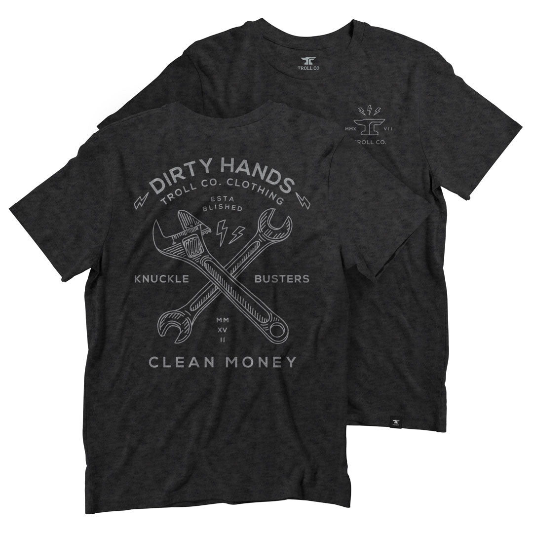 Troll Co. Men's Dirty Hands Twisting Wrenches Short Sleeve T-Shirt - Work World - Workwear, Work Boots, Safety Gear