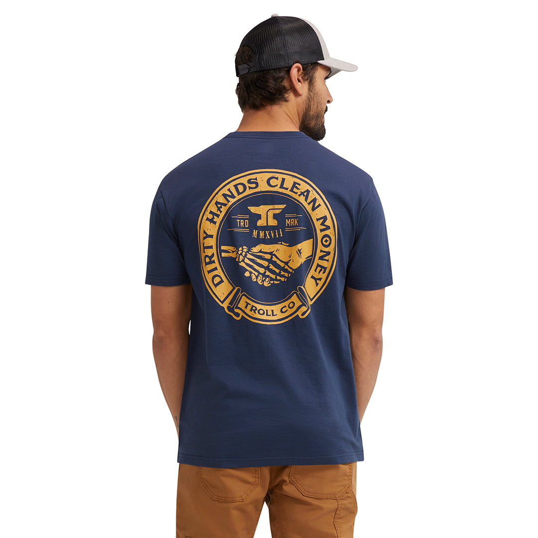 Troll Co. Men's "Dirty Hands Clean Money" Haggler Short Sleeve T-Shirt - Work World - Workwear, Work Boots, Safety Gear
