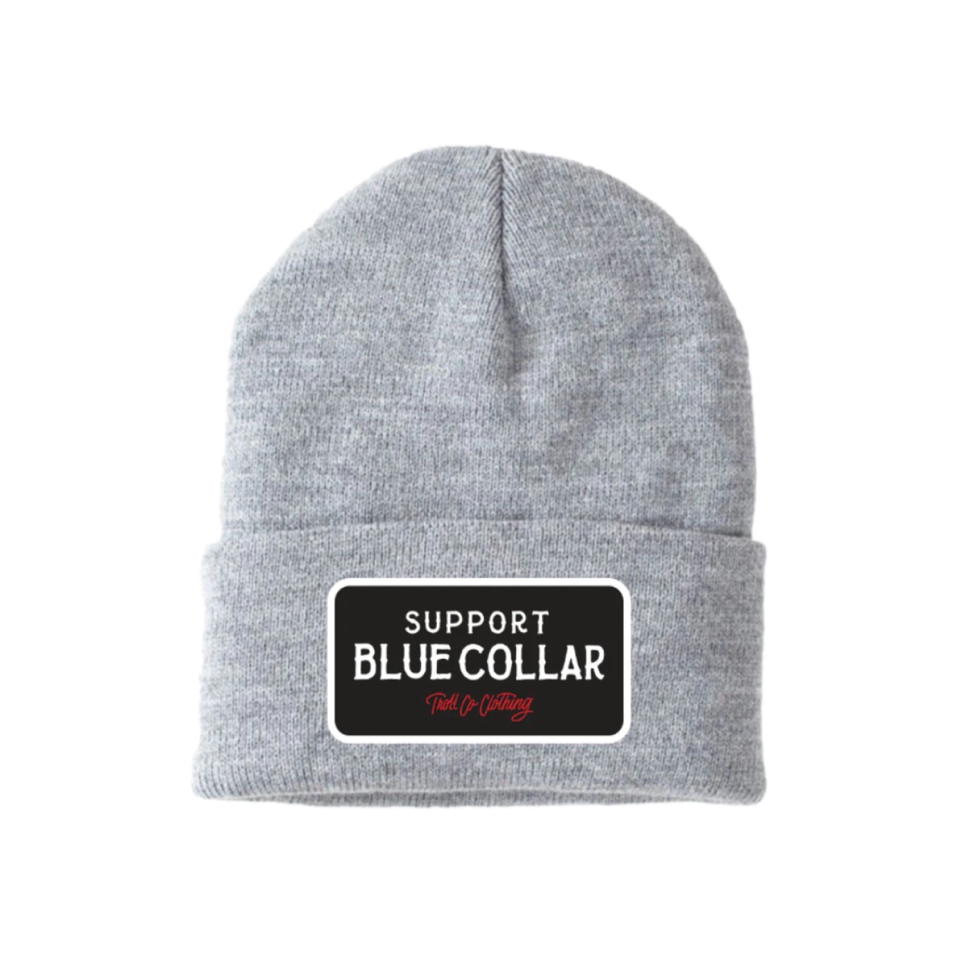Troll Co. Premium "Support Blue Collar" Patch Knit Beanie - Work World - Workwear, Work Boots, Safety Gear