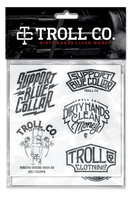 Troll Co. Clear Throwback Hard Hat Stickers 9-Pack - Work World - Workwear, Work Boots, Safety Gear