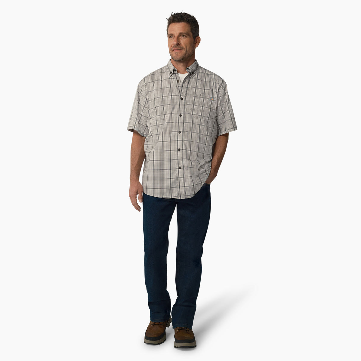 Dickies Men&#39;s FLEX Woven Short Sleeve Button-Down Shirt - Work World - Workwear, Work Boots, Safety Gear