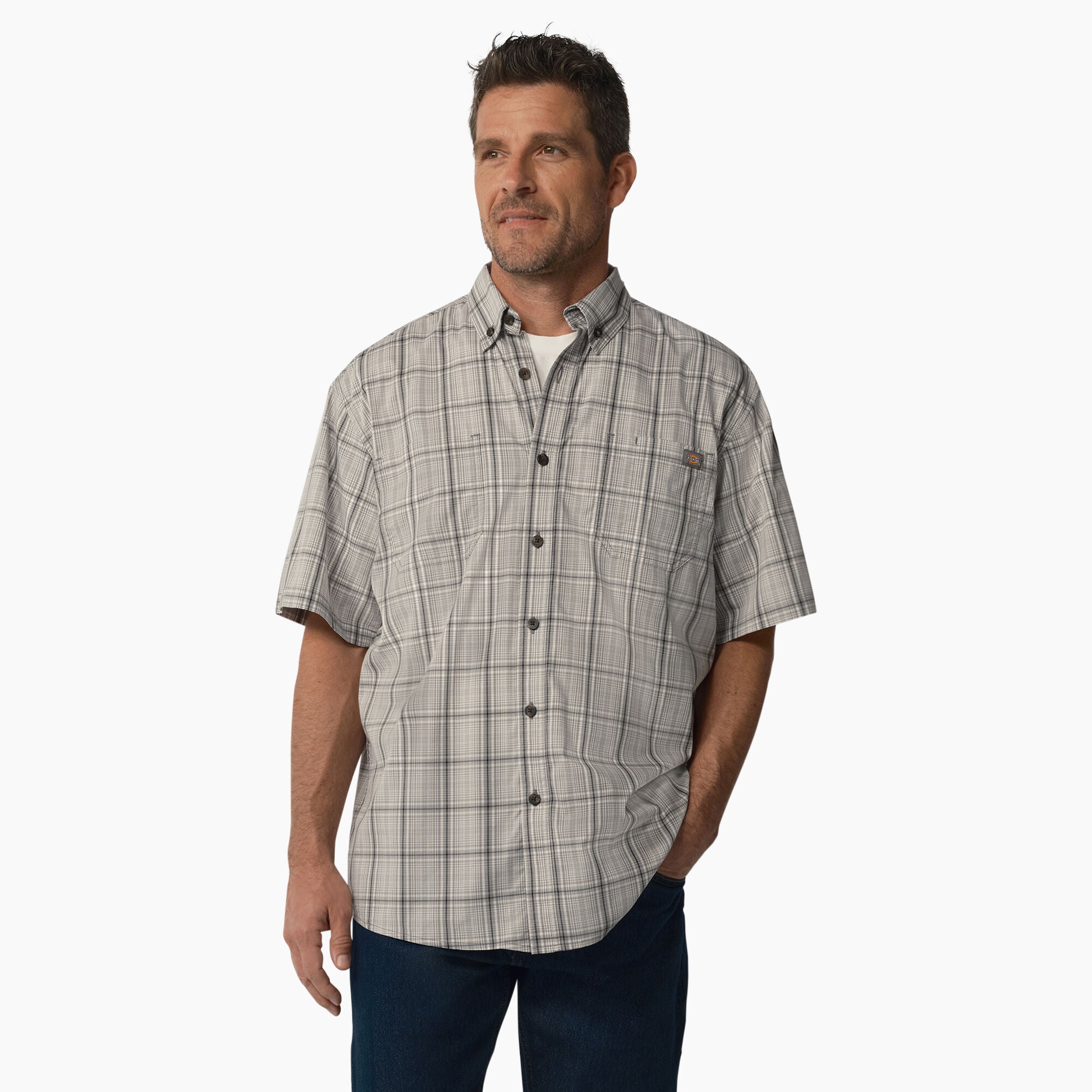 Dickies Men's FLEX Woven Short Sleeve Button-Down Shirt - Work World - Workwear, Work Boots, Safety Gear