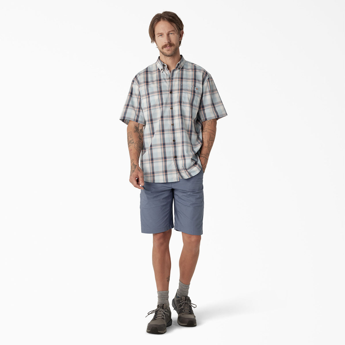 Dickies Men&#39;s FLEX Woven Short Sleeve Button-Down Shirt - Work World - Workwear, Work Boots, Safety Gear