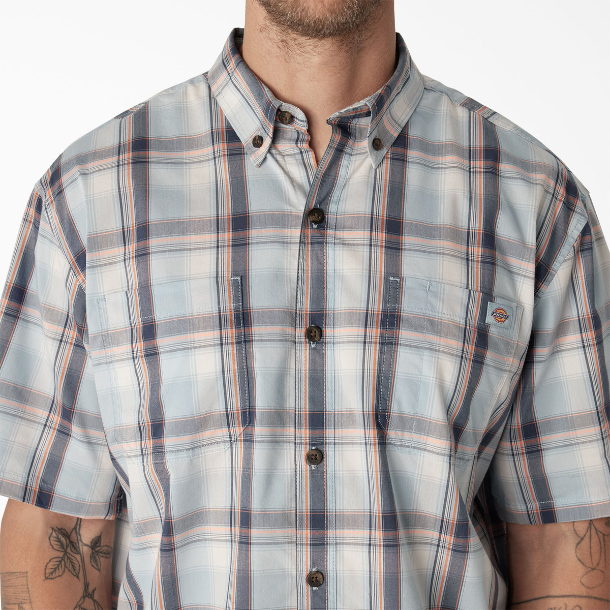 Dickies Men&#39;s FLEX Woven Short Sleeve Button-Down Shirt - Work World - Workwear, Work Boots, Safety Gear