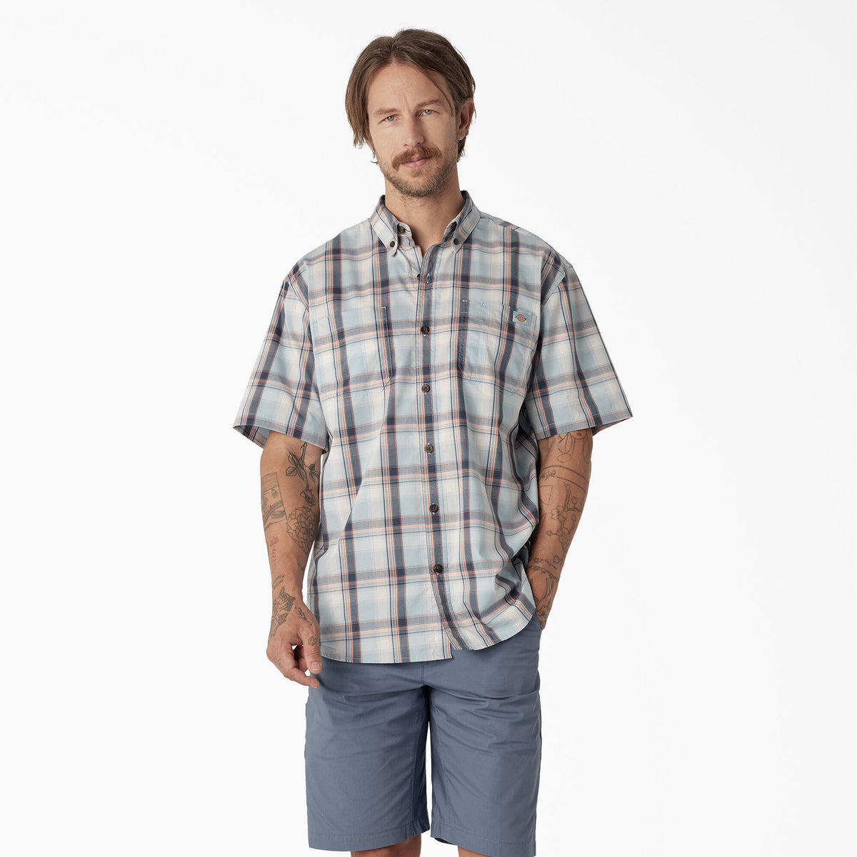 Dickies Men&#39;s FLEX Woven Short Sleeve Button-Down Shirt - Work World - Workwear, Work Boots, Safety Gear