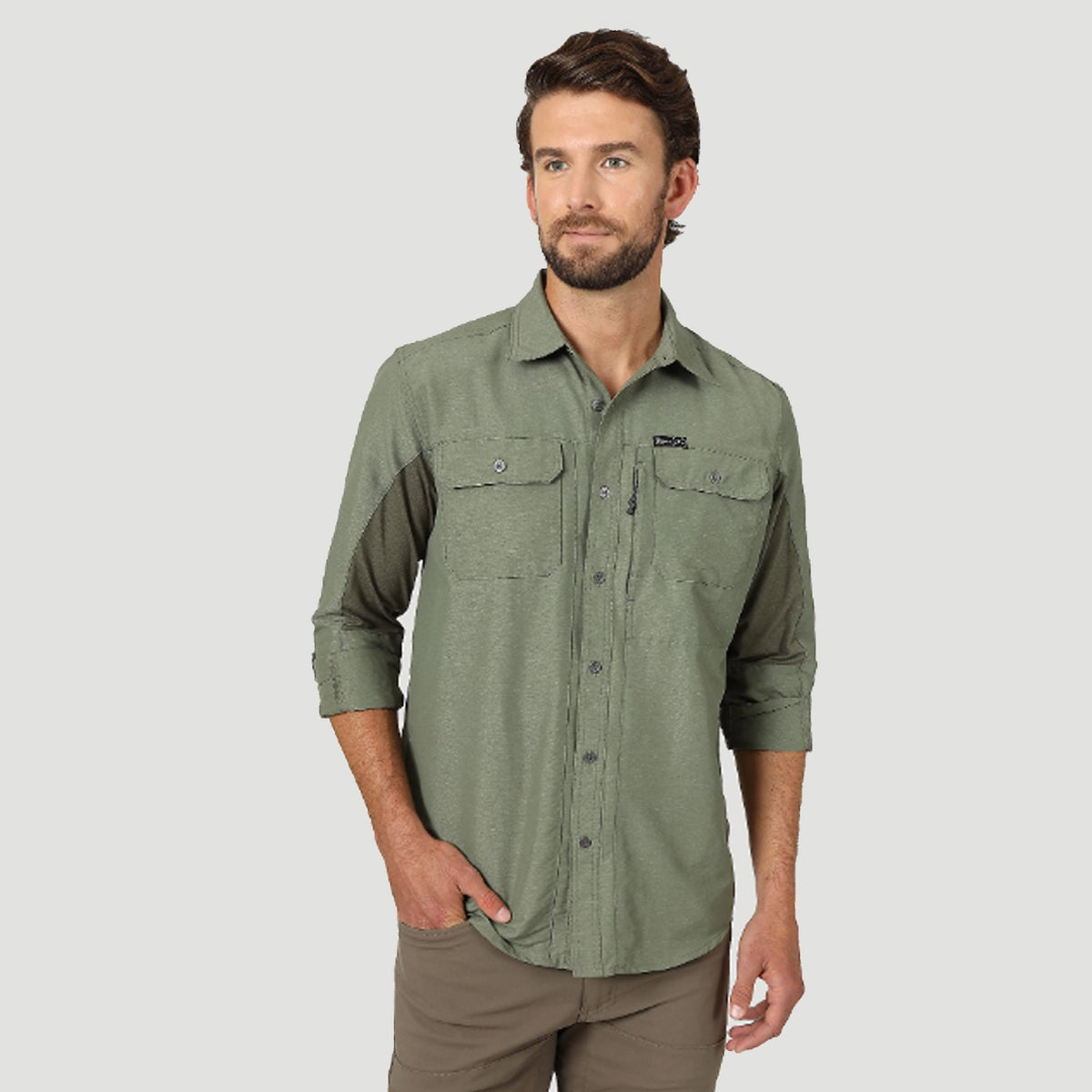 Wrangler ATG Men&#39;s Button-Down Long Sleeve Work Shirt - Work World - Workwear, Work Boots, Safety Gear