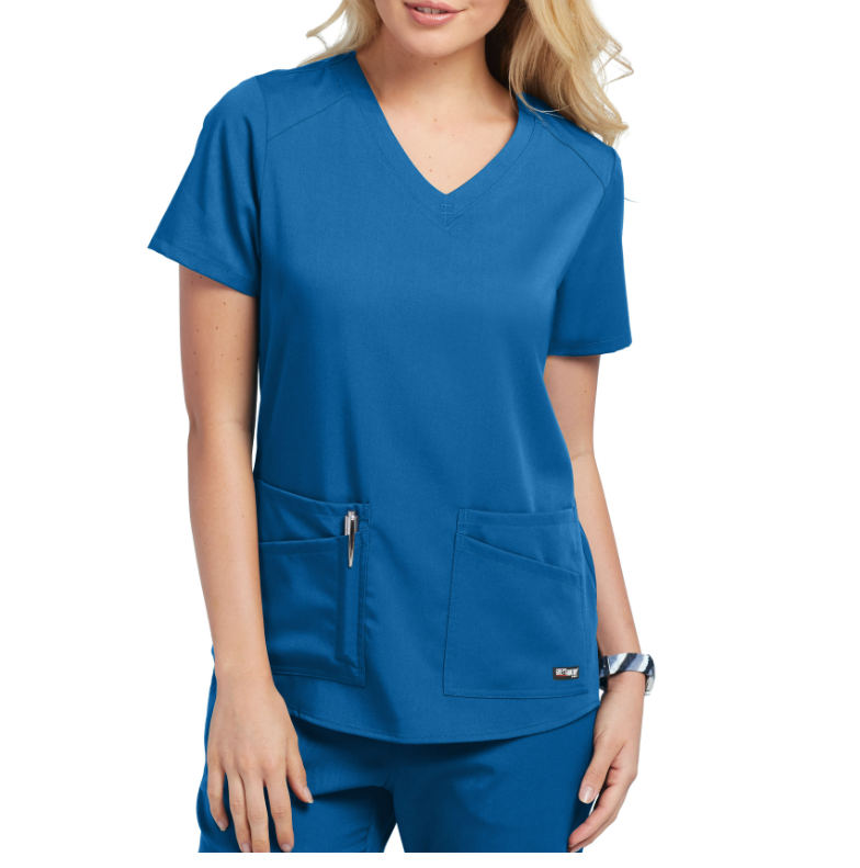 Grey&#39;s Anatomy Women&#39;s Stretch Emma 4-Pocket V-Neck Scrub Top - Work World - Workwear, Work Boots, Safety Gear