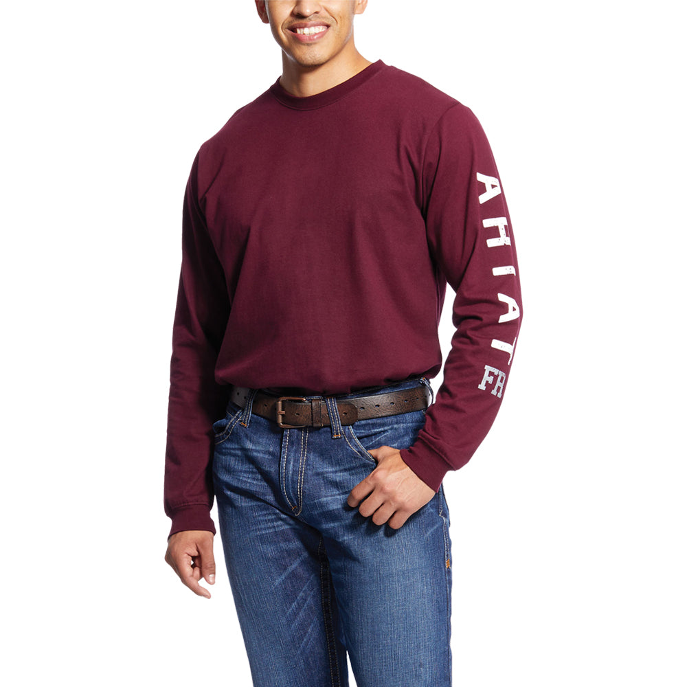 Ariat Men's Flame Resistant Roughneck Skull Graphic Long Sleeve T-Shirt_Malbec - Work World - Workwear, Work Boots, Safety Gear
