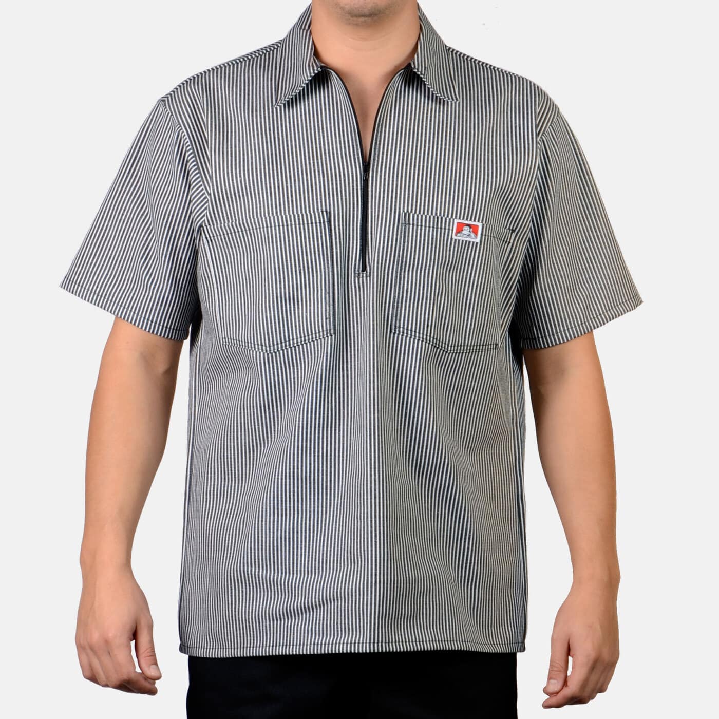 Ben Davis Men's Half-Zip Striped Short Sleeve Work Shirt - Work World - Workwear, Work Boots, Safety Gear