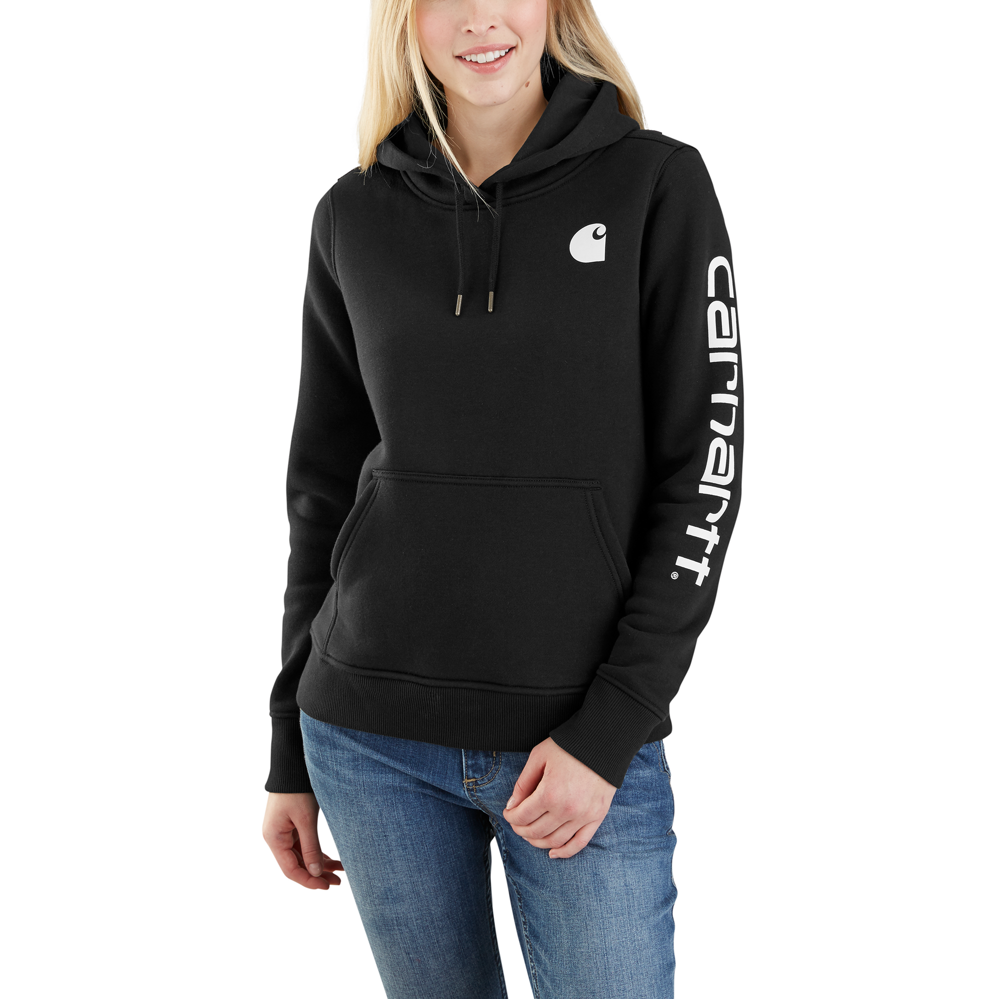 Carhartt Women's Clarksburg Graphic Sleeve Hoodie_Black - Work World - Workwear, Work Boots, Safety Gear