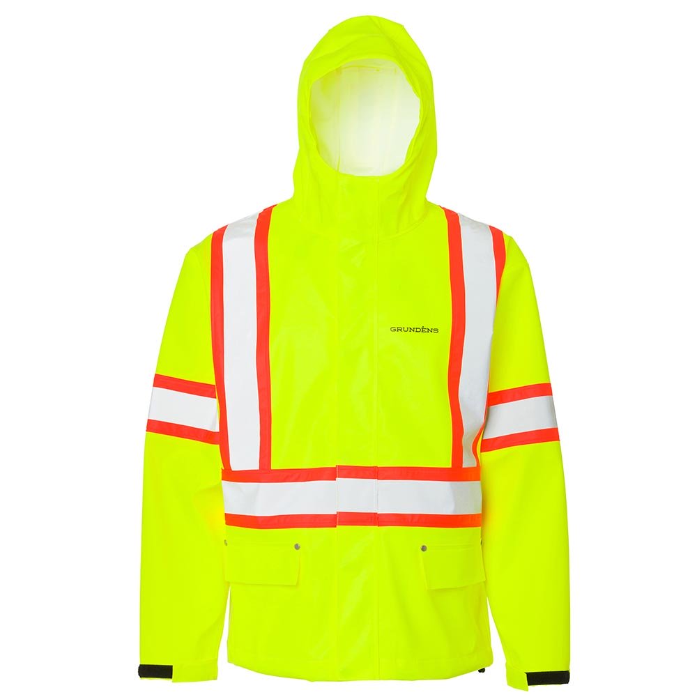 Grundéns Men's Neptune CSA Class 2 Hi-Vis Waterproof Hooded Commercial Fishing Jacket - Work World - Workwear, Work Boots, Safety Gear
