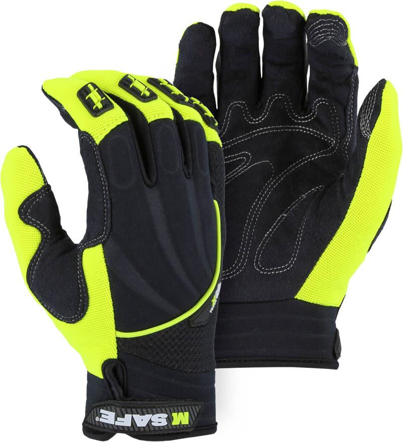 Majestic Armor Skin Hi-Vis Mechanics Glove with Finger Guards and Touch Screen Thread - Work World - Workwear, Work Boots, Safety Gear